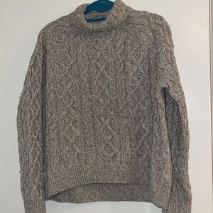 Vince Cable Knit Mock Turtleneck Sweater Heather Grey Wool/ Cashmere Sz‎ XS
